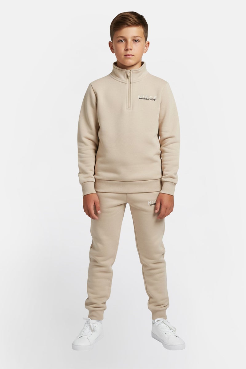 Nicce Kids Boy 2 Pieces Graphic Print Sweatshirt And Sweatpants Set, Beige - Image 1